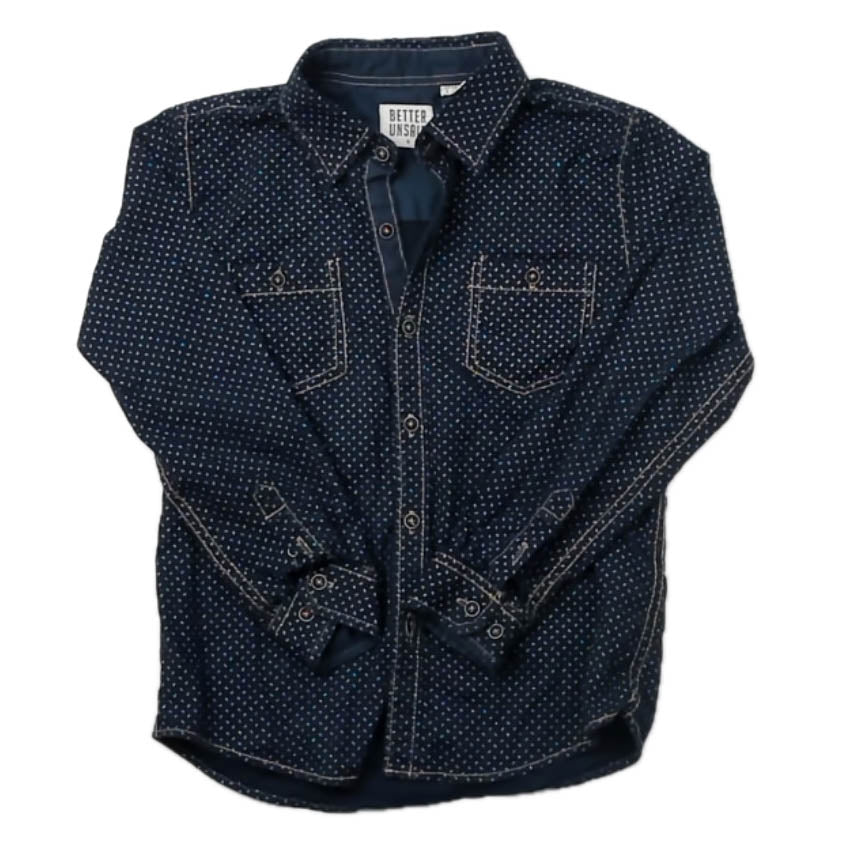 Better Unsaid Boys Navy Button Down Long Sleeve Size: 5T Navy