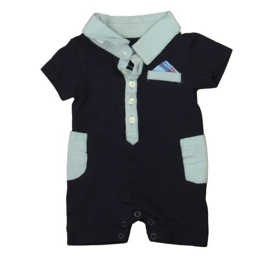 Andy & Evan Boys Navy Romper Size: 0-3 Months Navy