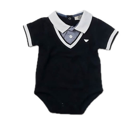 Armani Boys Navy Onesie Size: 3 Months Navy