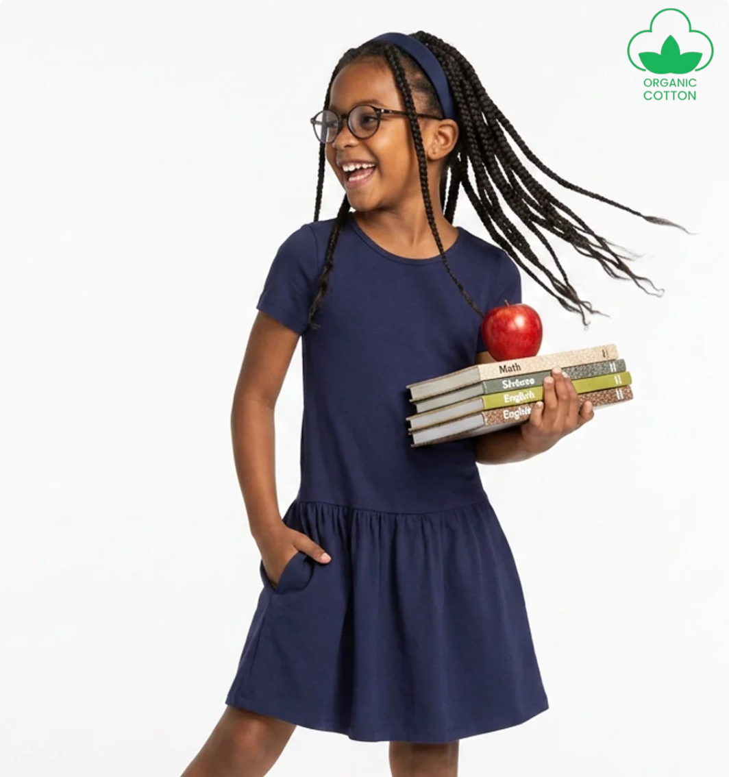 Mightly Girls Navy Dress Size: XS (4-5T) Navy
