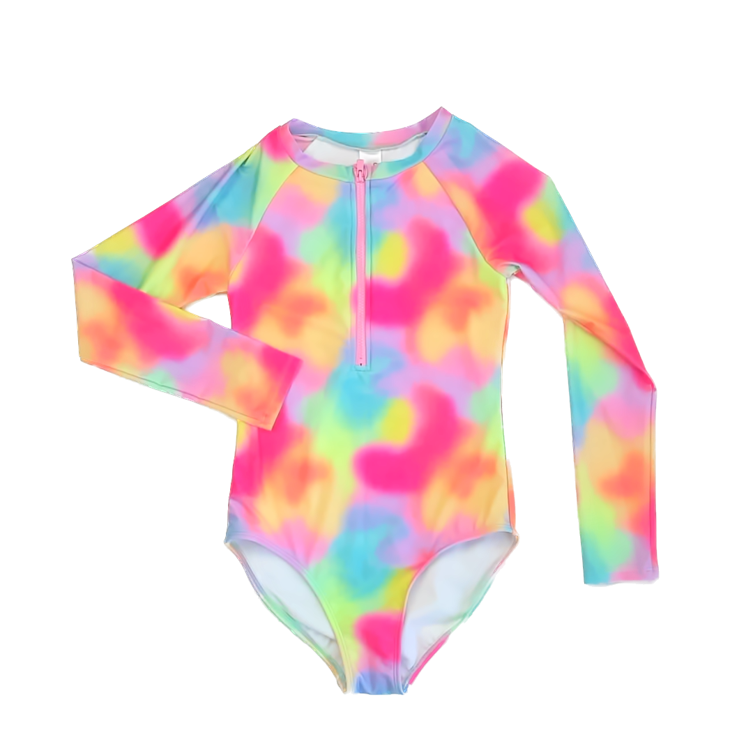 Cat & Jack Girls Neon Rainbow 1-piece Swimsuit Size: XL (14) Neon Rainbow