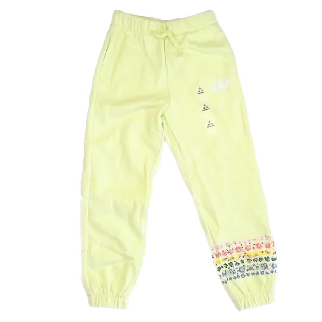 Gap Girls Neon Yellow | Floral Casual Pants Size: S (6-7) Neon Yellow | Floral