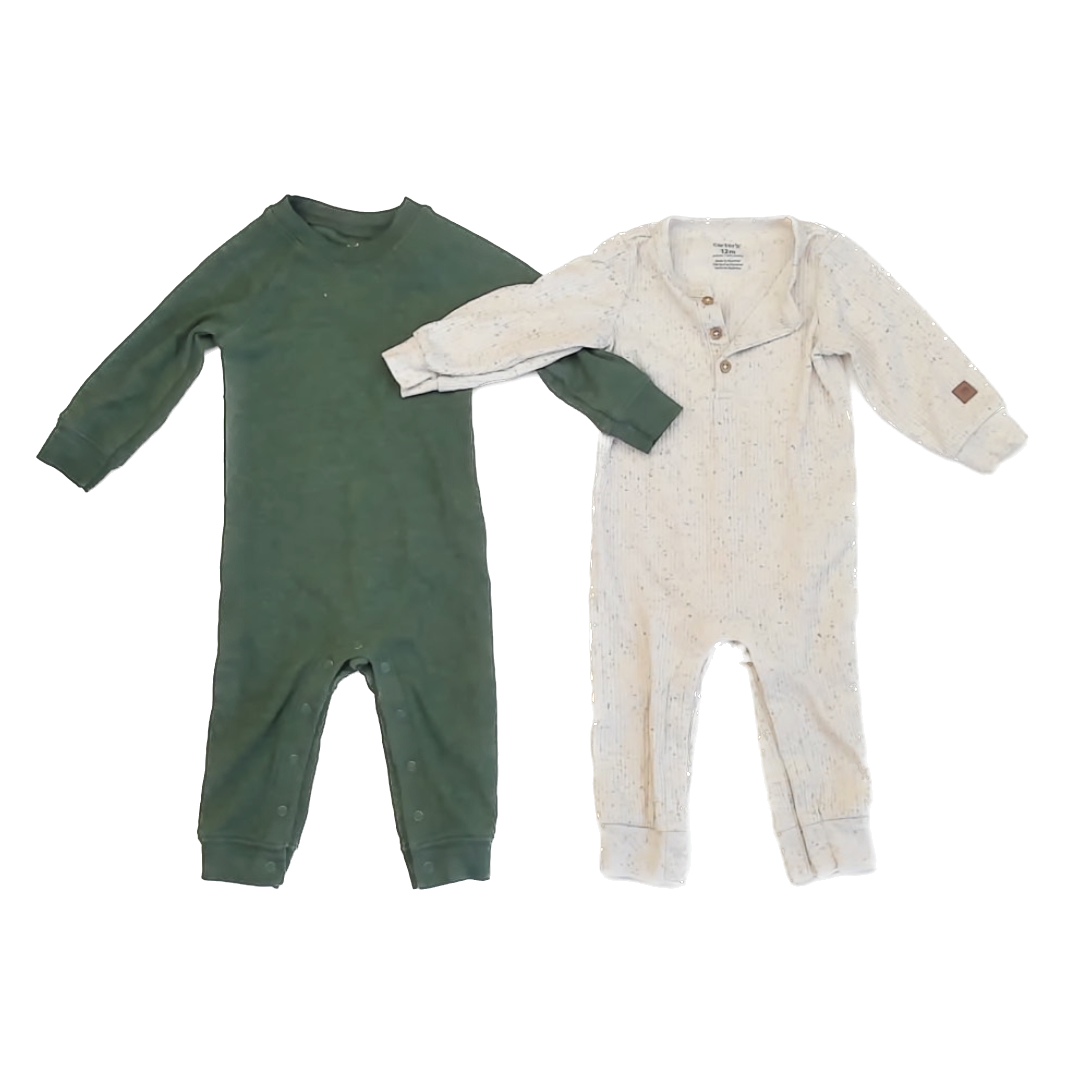 Carter's Boys Oatmeal | Green Long Sleeve Outfit Size: 12 Months Oatmeal | Green