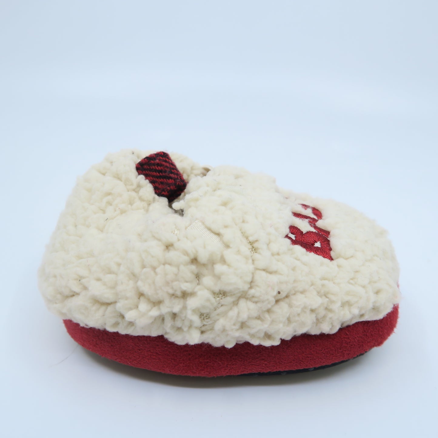 Dearfoams Unisex Oatmeal | Red Slippers Size: 3-6 Months Oatmeal | Red