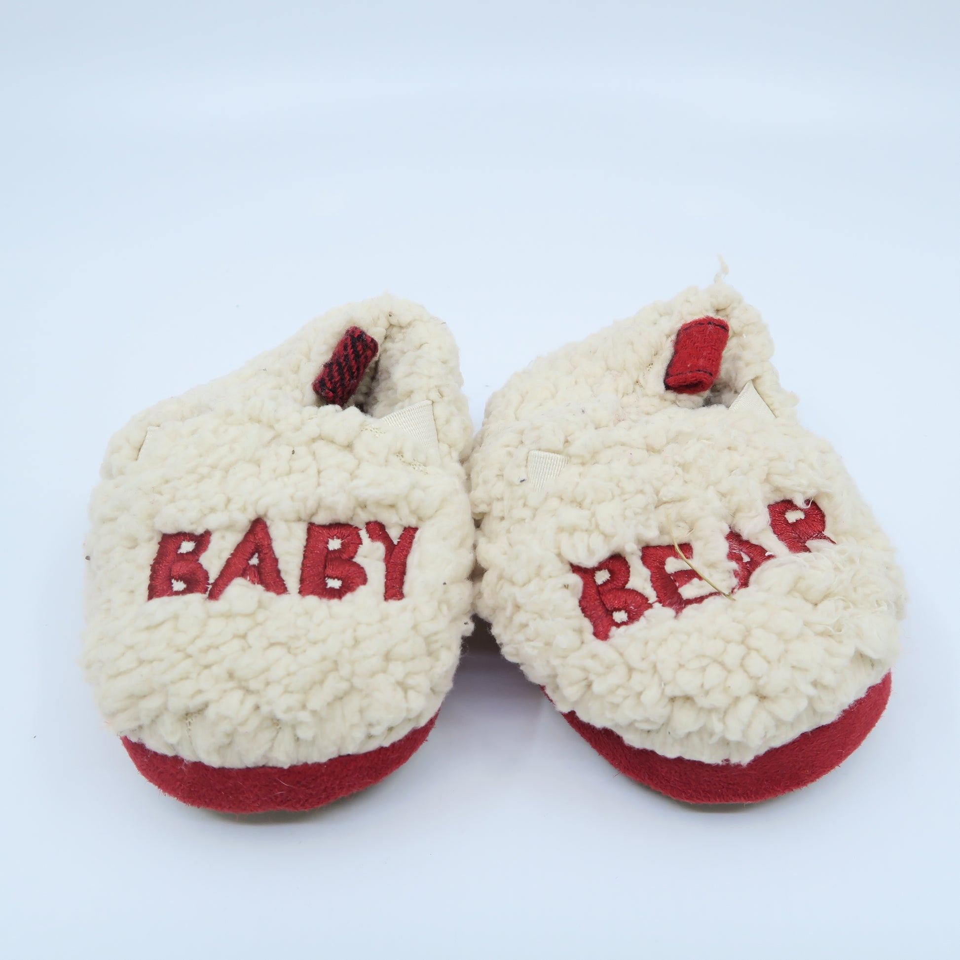 Dearfoams Unisex Oatmeal | Red Slippers Size: 3-6 Months Oatmeal | Red