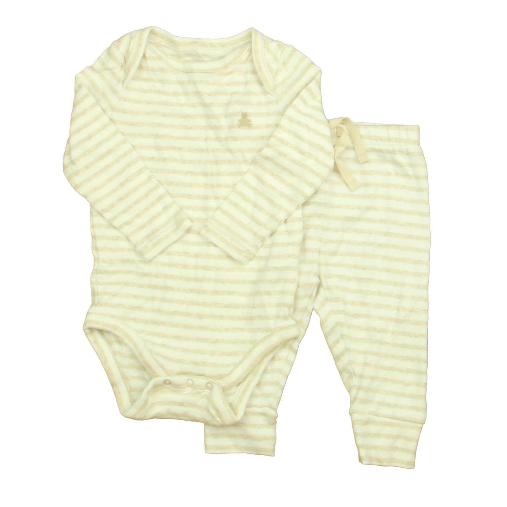 Gap Unisex Oatmeal | White Stripe Apparel Sets Size: 6-12 Months Oatmeal | White Stripe