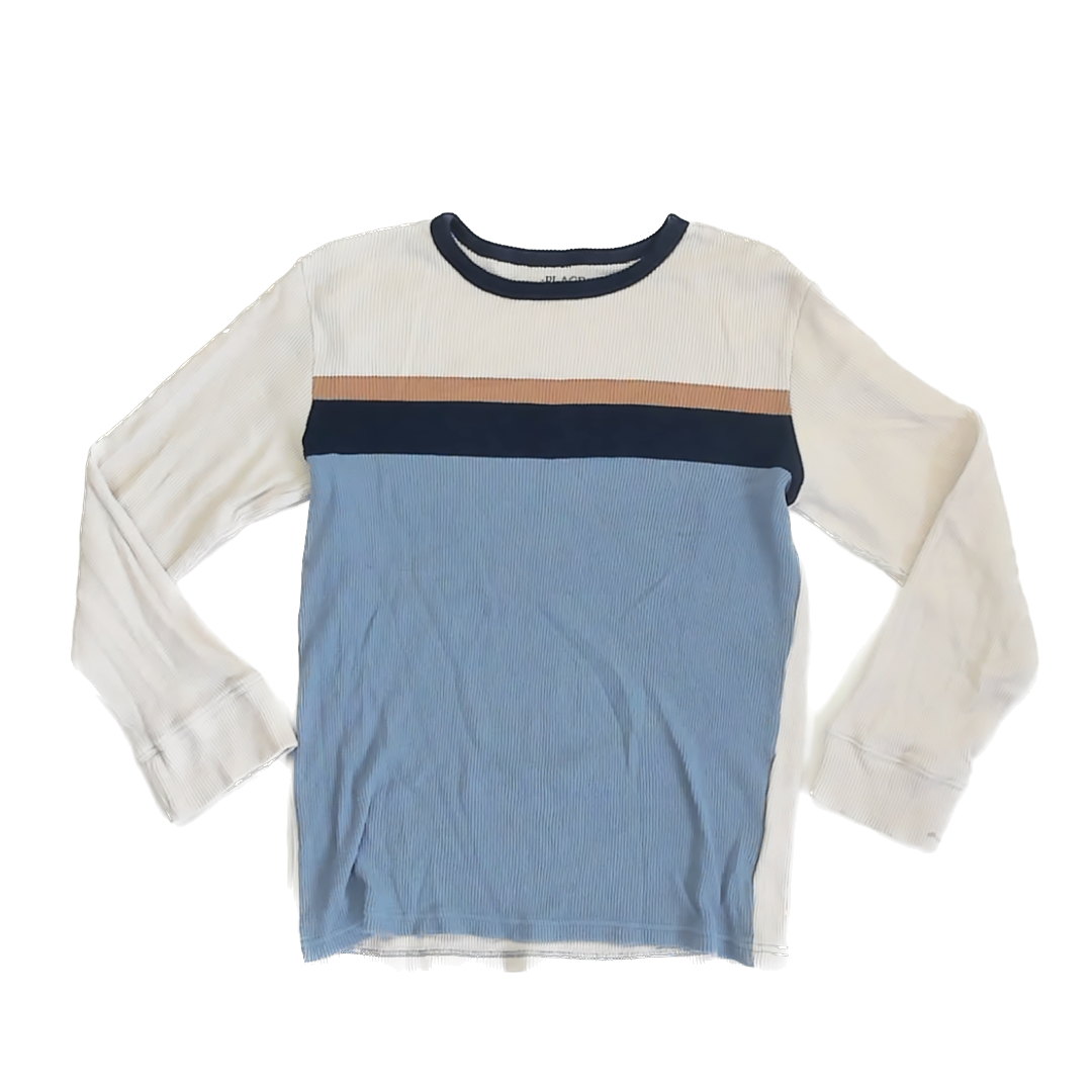 Children's Place Boys Oatmeal Long Sleeve Shirt Size: 10-12 Years Oatmeal