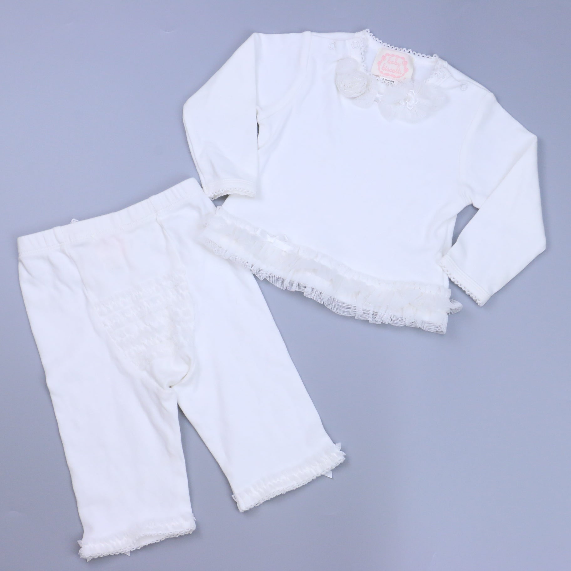 Baby Biscotti Girls Off-White Apparel Sets Size: 6 Months Off-White