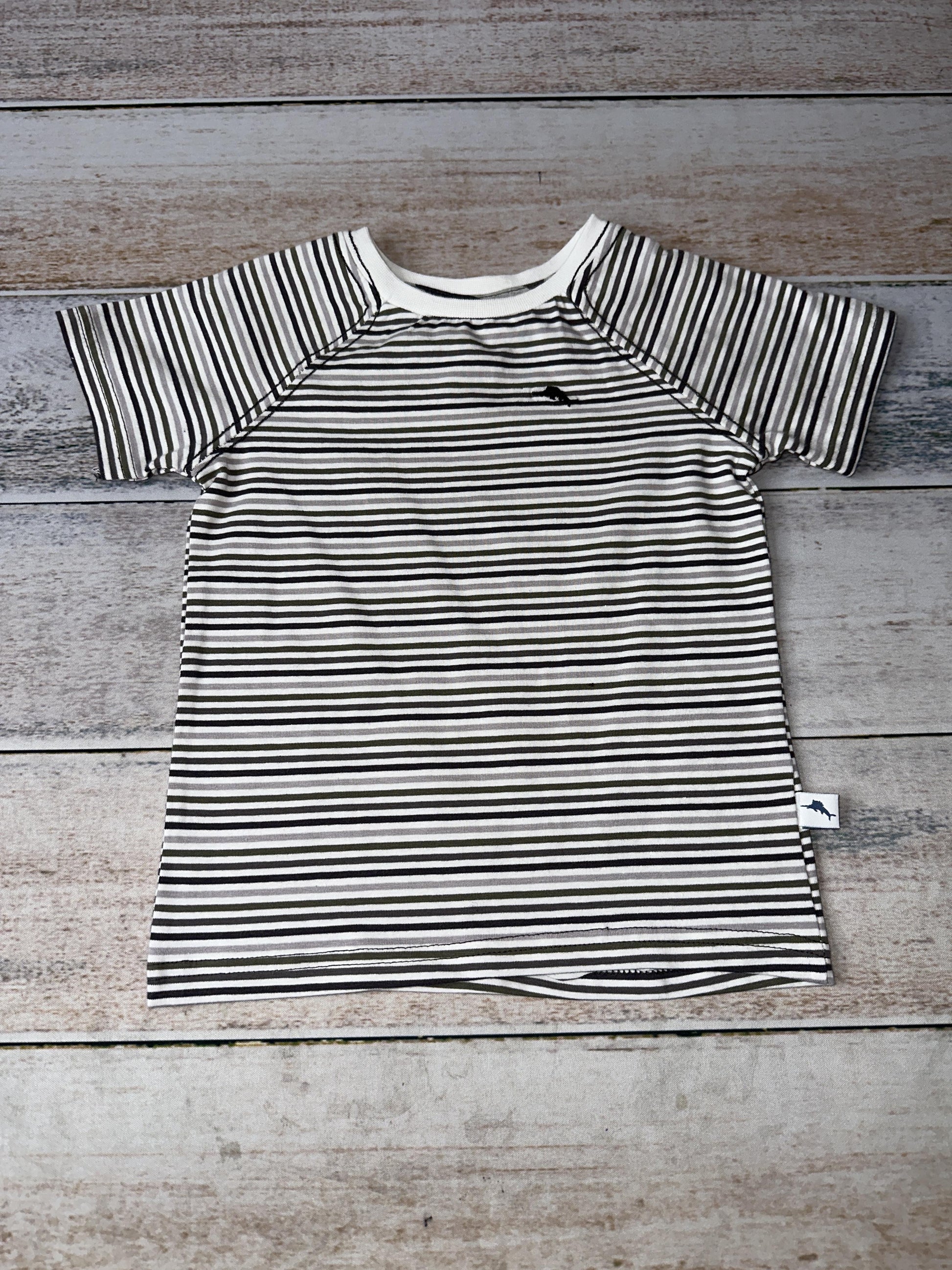 Tommy Bahama Boys Olive | Charcoal | Grey | Striped T-Shirt Size: 12 months Olive | Charcoal | Grey | Striped