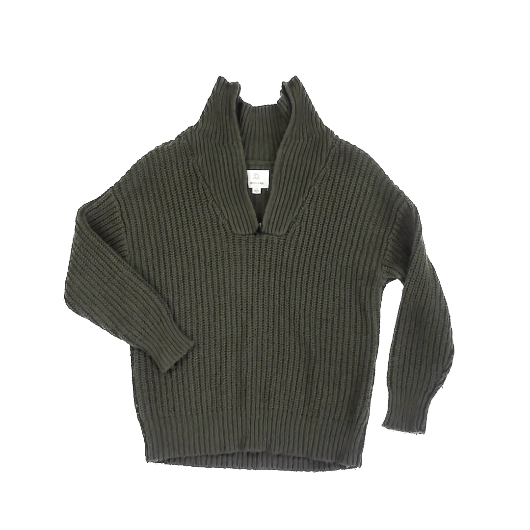 Aerie Girls Olive Green Sweater Size: Small Olive Green