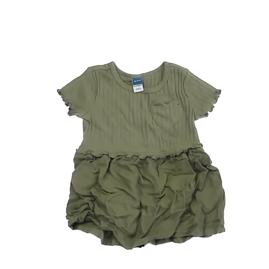 Old Navy Girls Olive Green Dress Size: 12-18 Months Olive Green