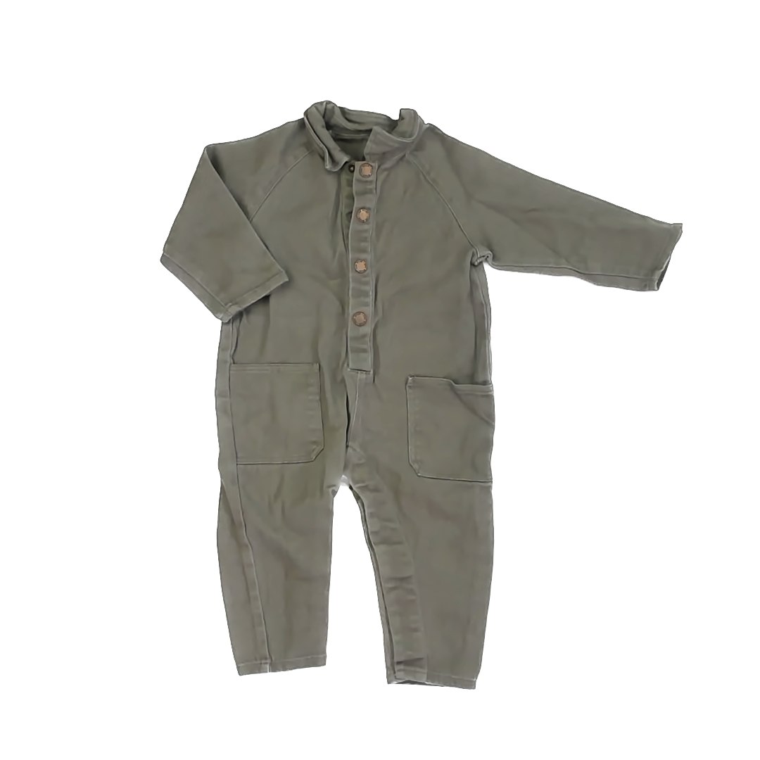 Rylee + Cru Unisex Olive Green Romper Size: 18-24 Months Olive Green