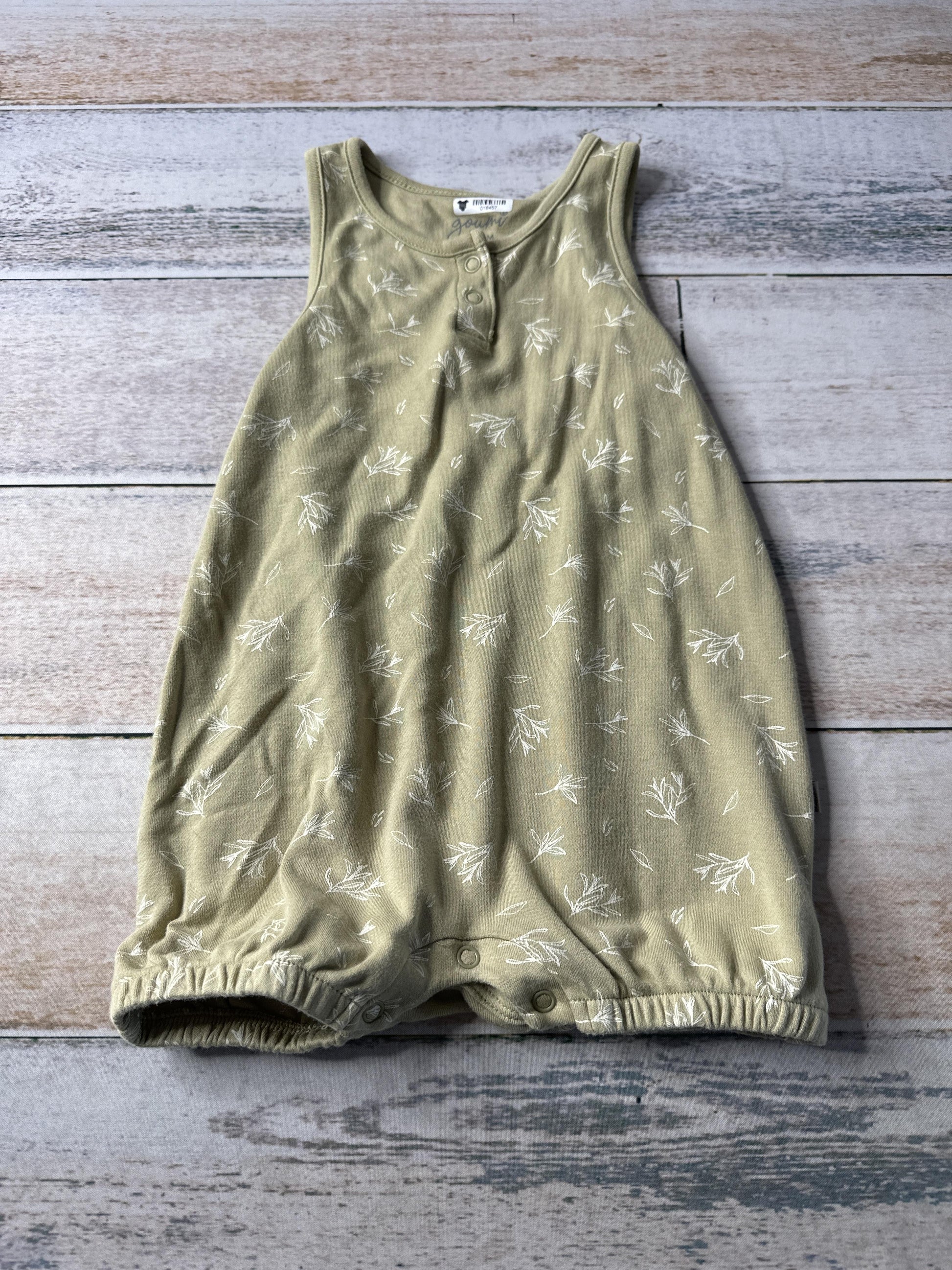 Goumi Boys Olive | Leaves Romper Size: 18-24 months Olive | Leaves