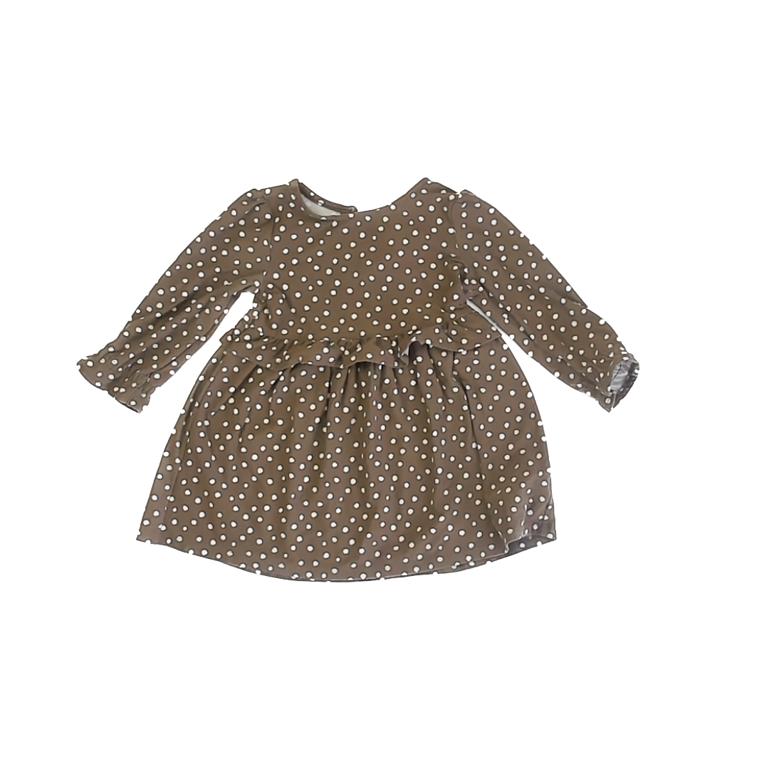Old Navy Girls Olive Polka Dots Dress Size: 18-24 Months Olive Polka Dots