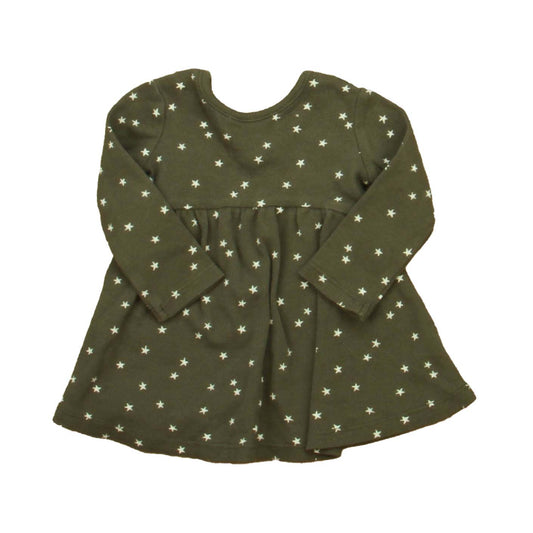 Quincy Mae Girls Olive Stars Dress Size: 3-6 Months Olive Stars
