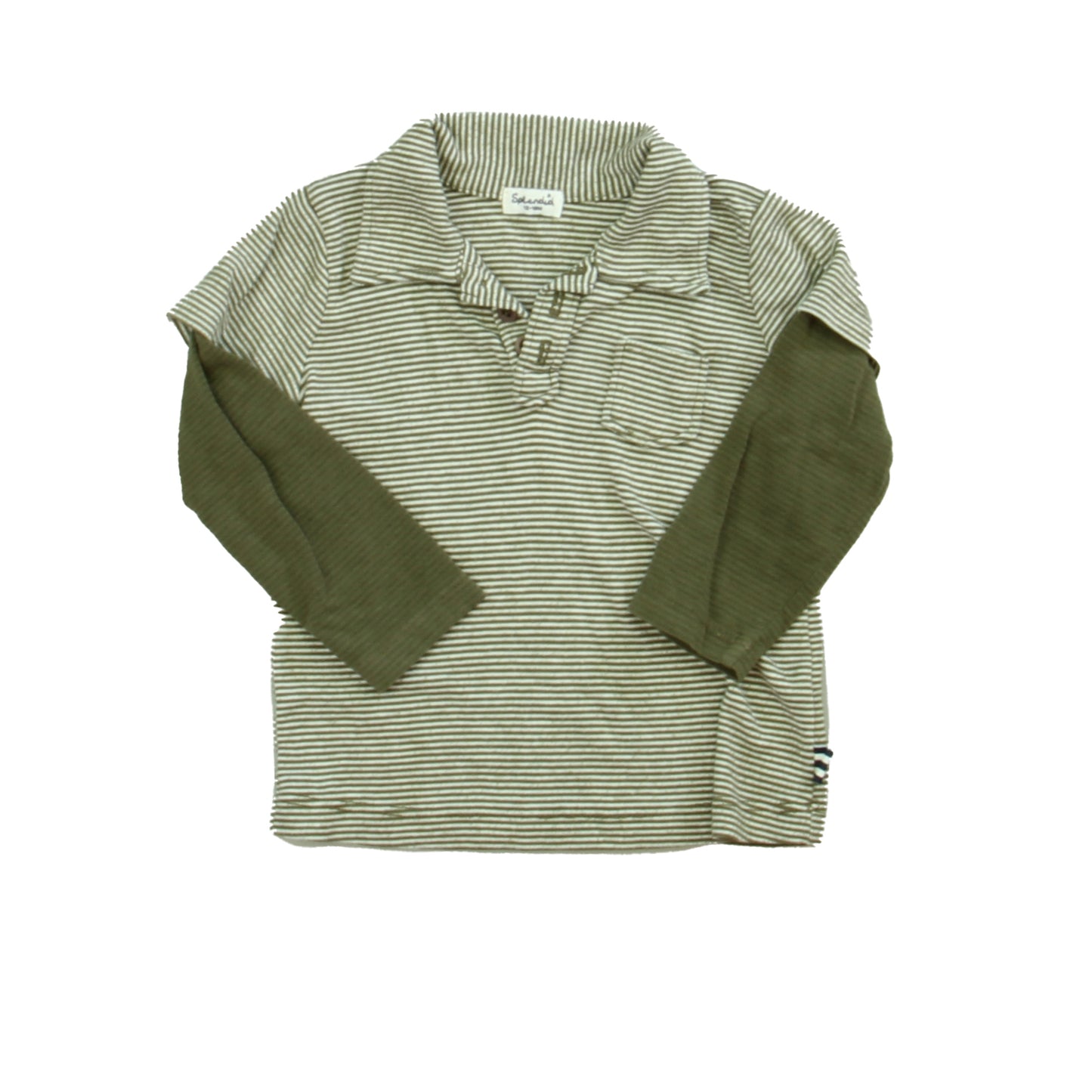 Splendid Boys Olive Stripe Rugby Shirt Size: 12-18 Months Olive Stripe