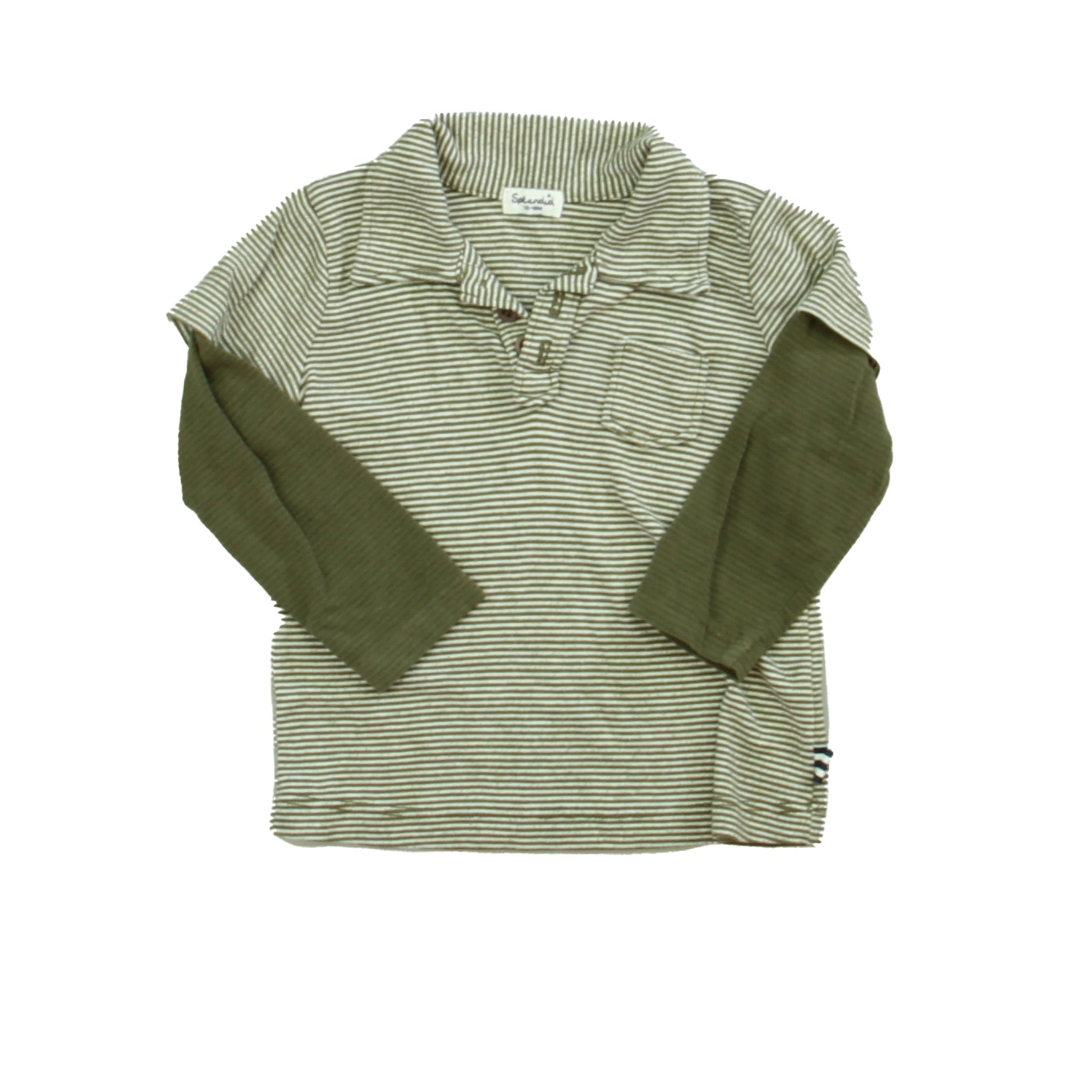 Splendid Boys Olive Stripe Rugby Shirt Size: 12-18 Months Olive Stripe