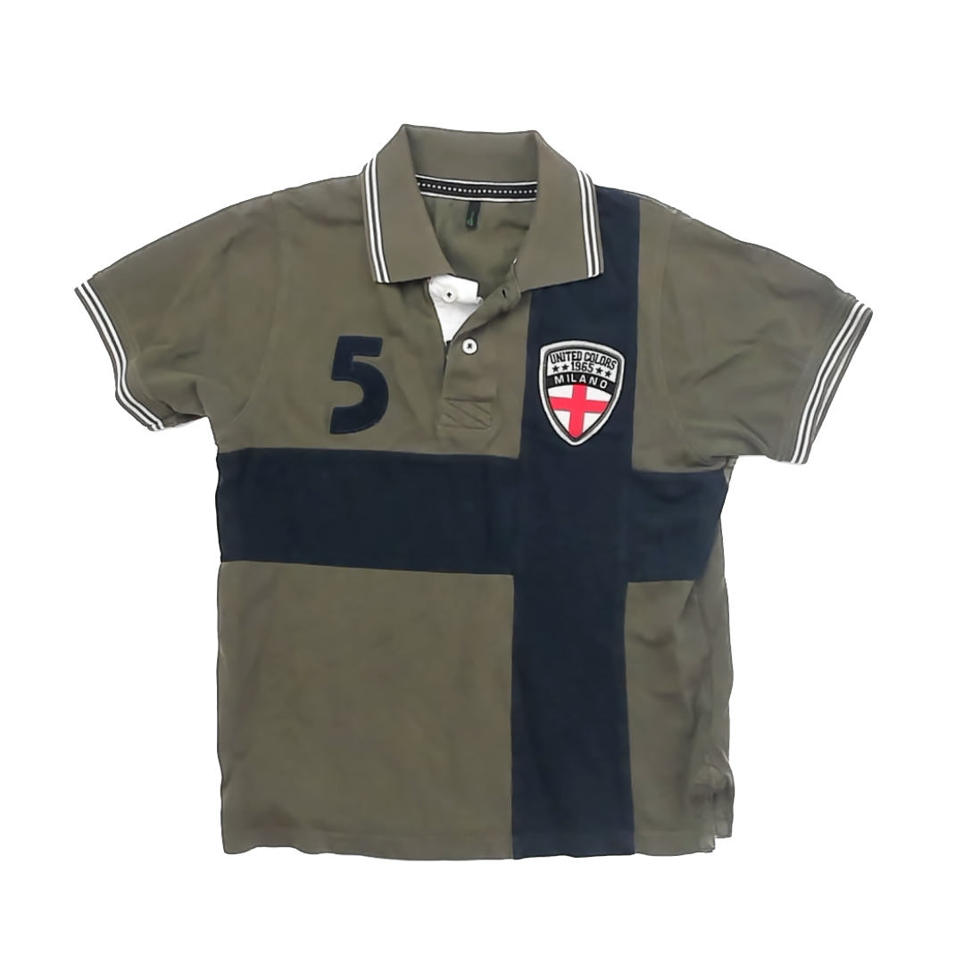 Bennetton Boys Olive Polo Shirt Size: Adult S Olive