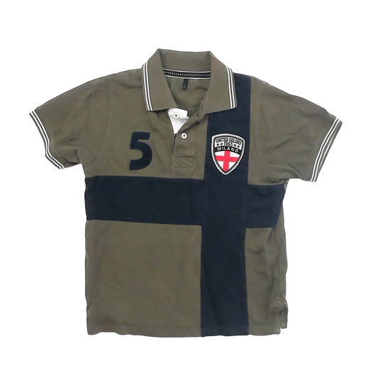 Bennetton Boys Olive Polo Shirt Size: Adult S Olive