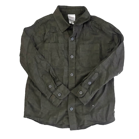 Hanna Anderson Boys Olive Button Down Long Sleeve Size: 5T Olive