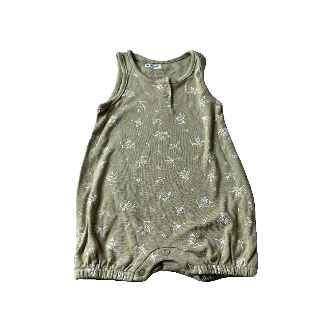 Goumi Unisex Olive Romper Size: 3-6 months Olive