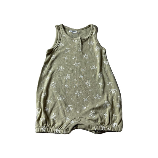 Goumi Unisex Olive Romper Size: 3-6 months Olive