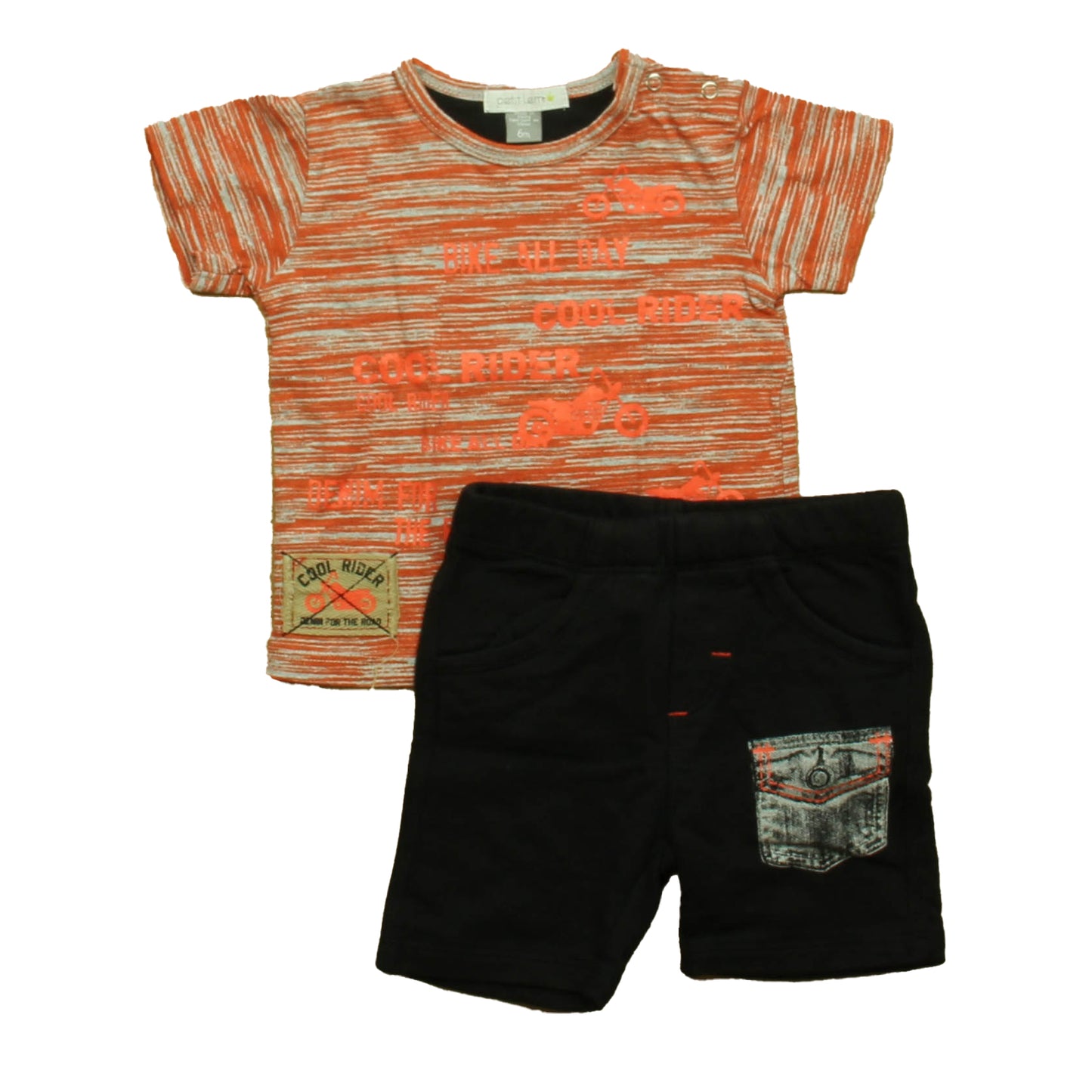 Petit Lem Boys Orange | Black Apparel Sets Size: 6 Months Orange | Black