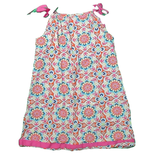 Hanna Andersson Girls Orange | Blue | Pink Dress Size: 7-8 Years Orange | Blue | Pink