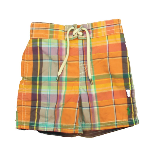 Ralph Lauren Boys Orange | Blue Plaid Trunks Size: 12 Months Orange | Blue Plaid