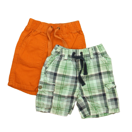 Gymboree Boys Orange | Blue Plaid Shorts Size: 6-12 Months Orange | Blue Plaid