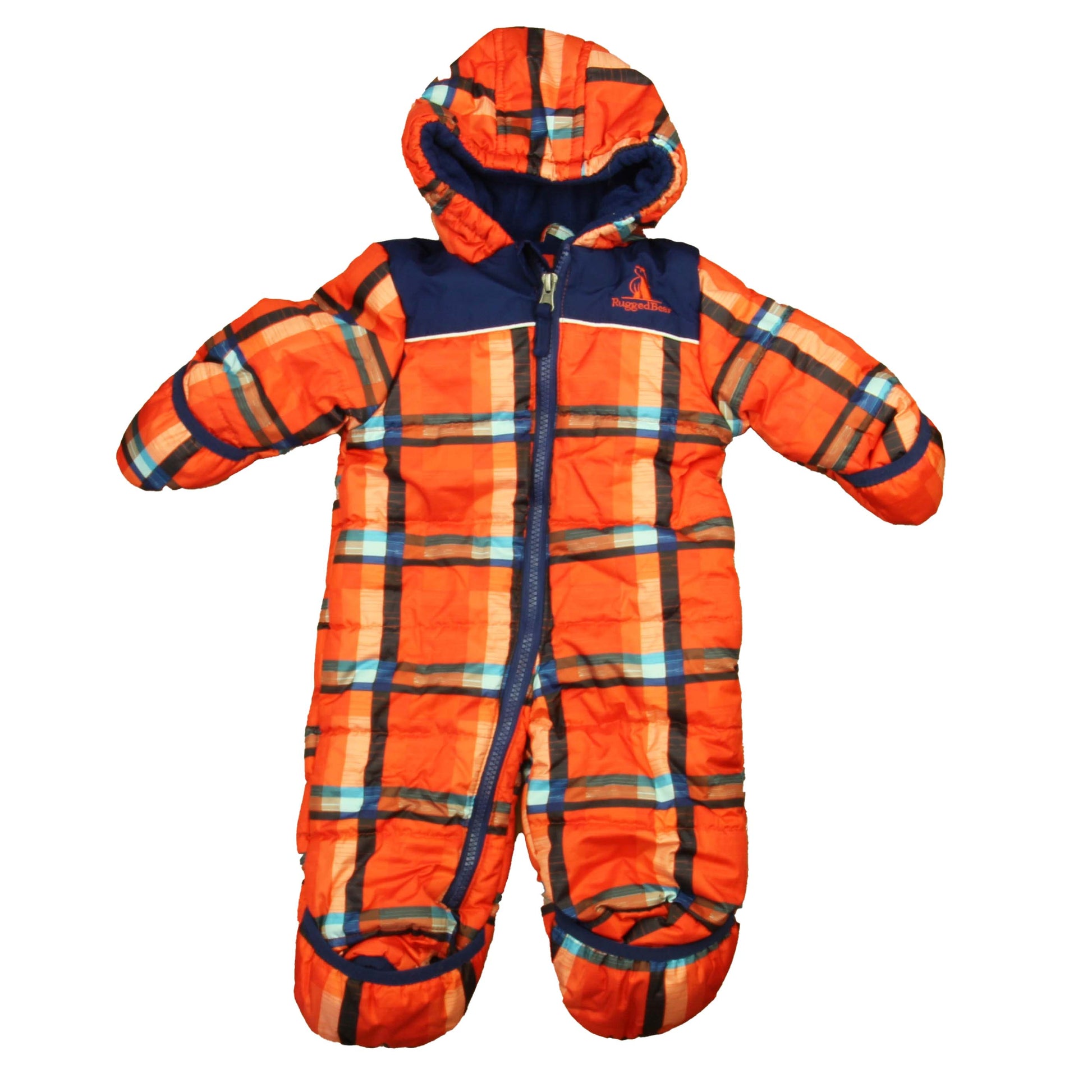 Rugged Bear Boys Orange | Blue Plaid Bunting Size: 3-6 Months Orange | Blue Plaid
