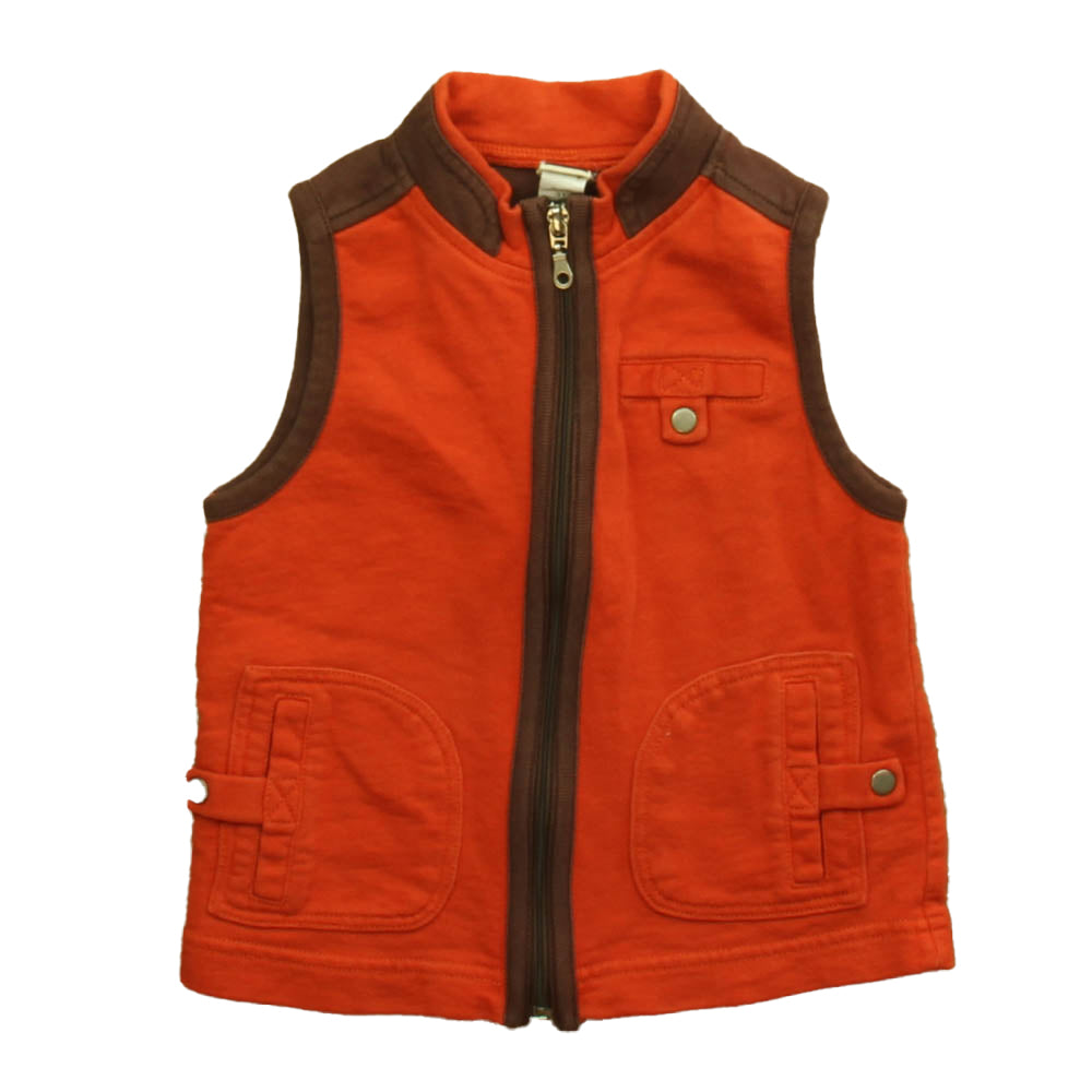 Tea Boys Orange | Brown Vest Size: 3T Orange | Brown