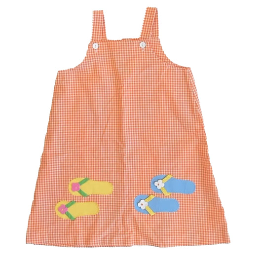 Ragsland Girls Orange Check Dress Size: 5T Orange Check