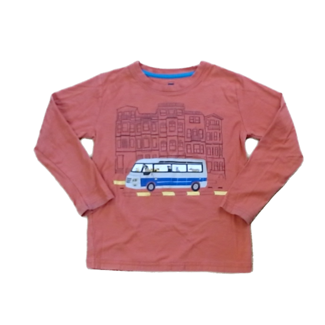 Tea Collection Boys Orange | Dog Bus Long Sleeve Shirt Size: 6 Years Orange | Dog Bus
