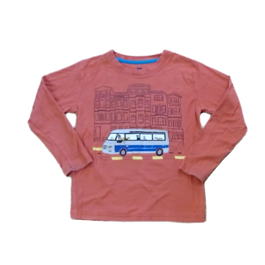 Tea Collection Boys Orange | Dog Bus Long Sleeve Shirt Size: 6 Years Orange | Dog Bus