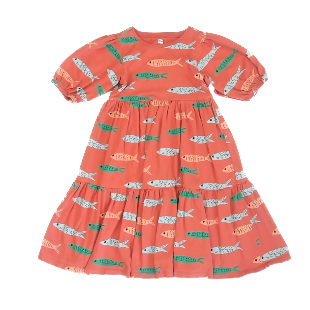 Tea Collection Girls Orange | Fish Dress Size: 5T Orange | Fish