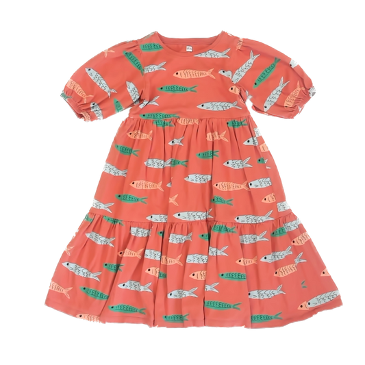 Tea Collection Girls Orange | Fish Dress Size: 5T Orange | Fish