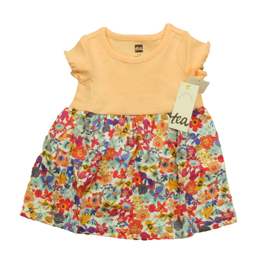 Tea Girls Orange Floral Dress Size: 3-6 Months