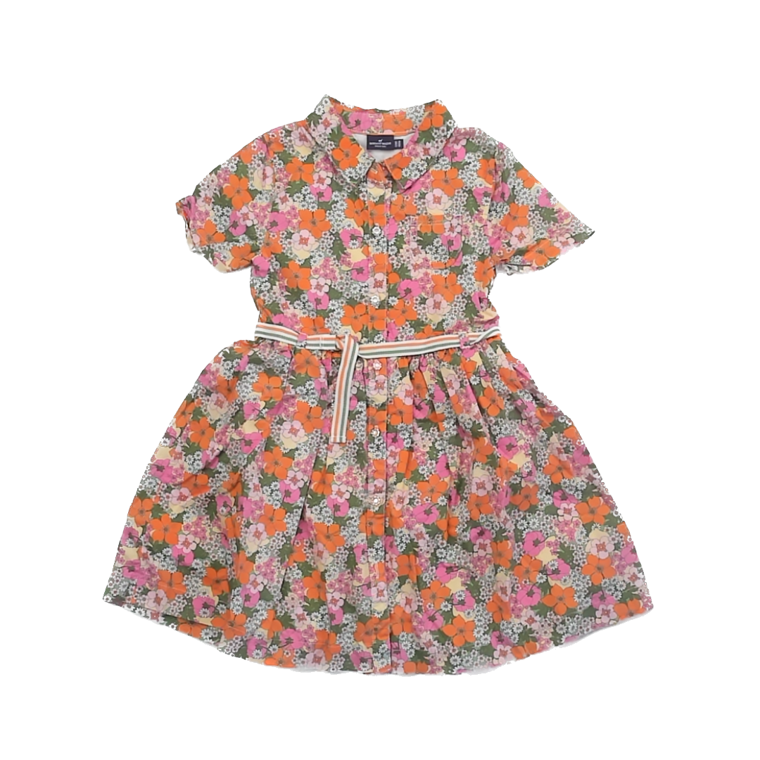 Sergent Major Girls Orange Floral Dress Size: 6 Years Orange Floral