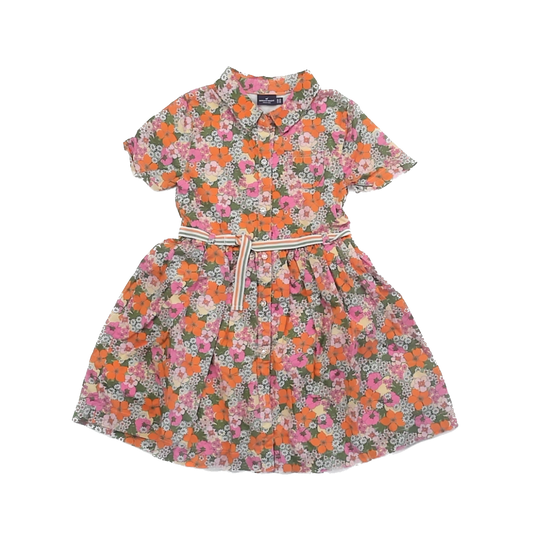Sergent Major Girls Orange Floral Dress Size: 6 Years Orange Floral