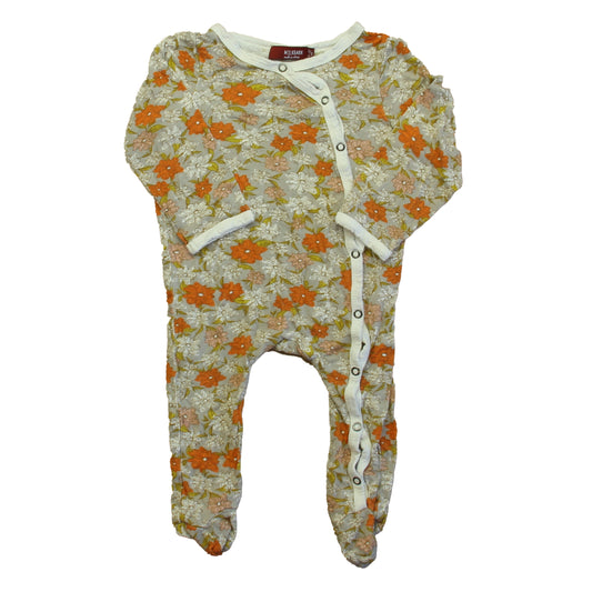 Milkbarn Girls Orange Floral Long Sleeve Outfit Size: 9-12 Months Orange Floral