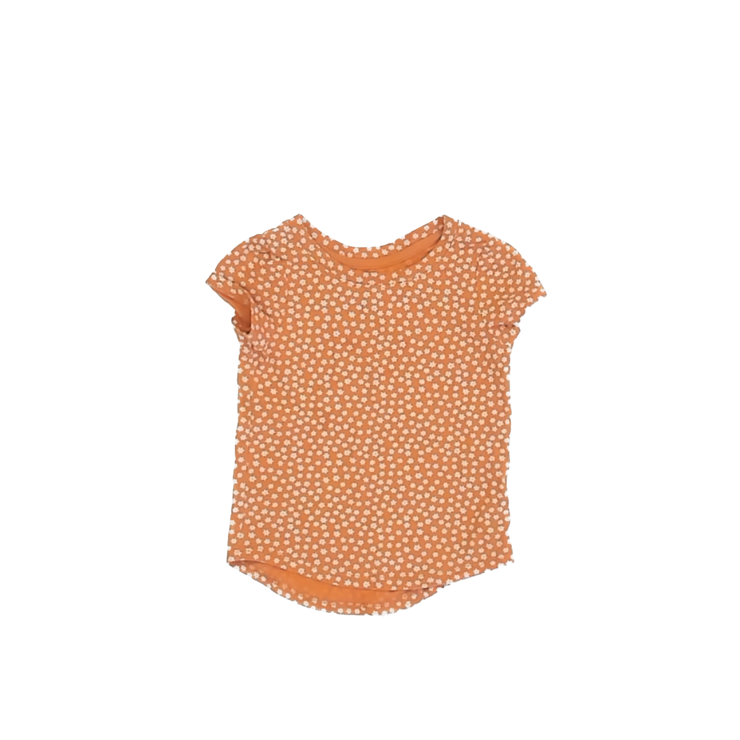 Cat & Jack Girls Orange Floral T-Shirt Size: 2T Orange Floral