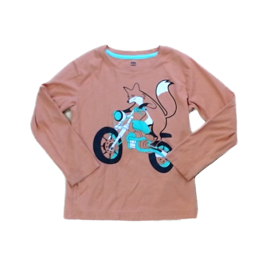 Tea Collection Boys Orange | Fox on Motorcycle Long Sleeve Shirt Size: 6 Years Orange | Fox on Motorcycle