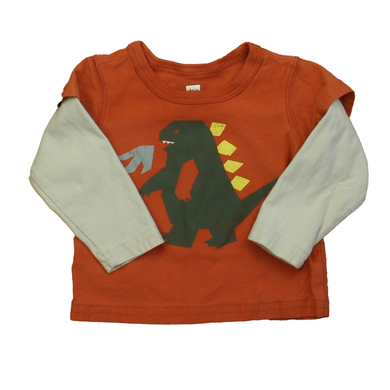 Tea Boys Orange | Gray Dinosaur Long Sleeve T-Shirt Size: 3-6 Months