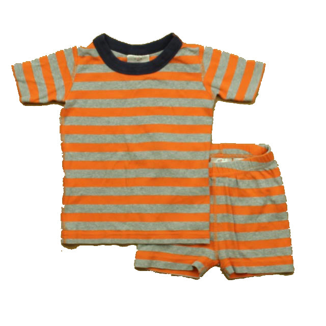 Hanna Andersson Boys Orange | Gray Stripe 2-piece Pajamas Size: 3T