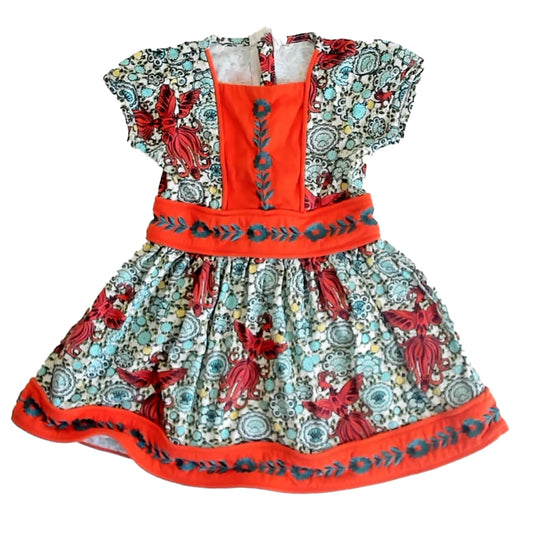 Kate Quinn Girls Orange | Green Dress Size: 18-24 Months Orange | Green
