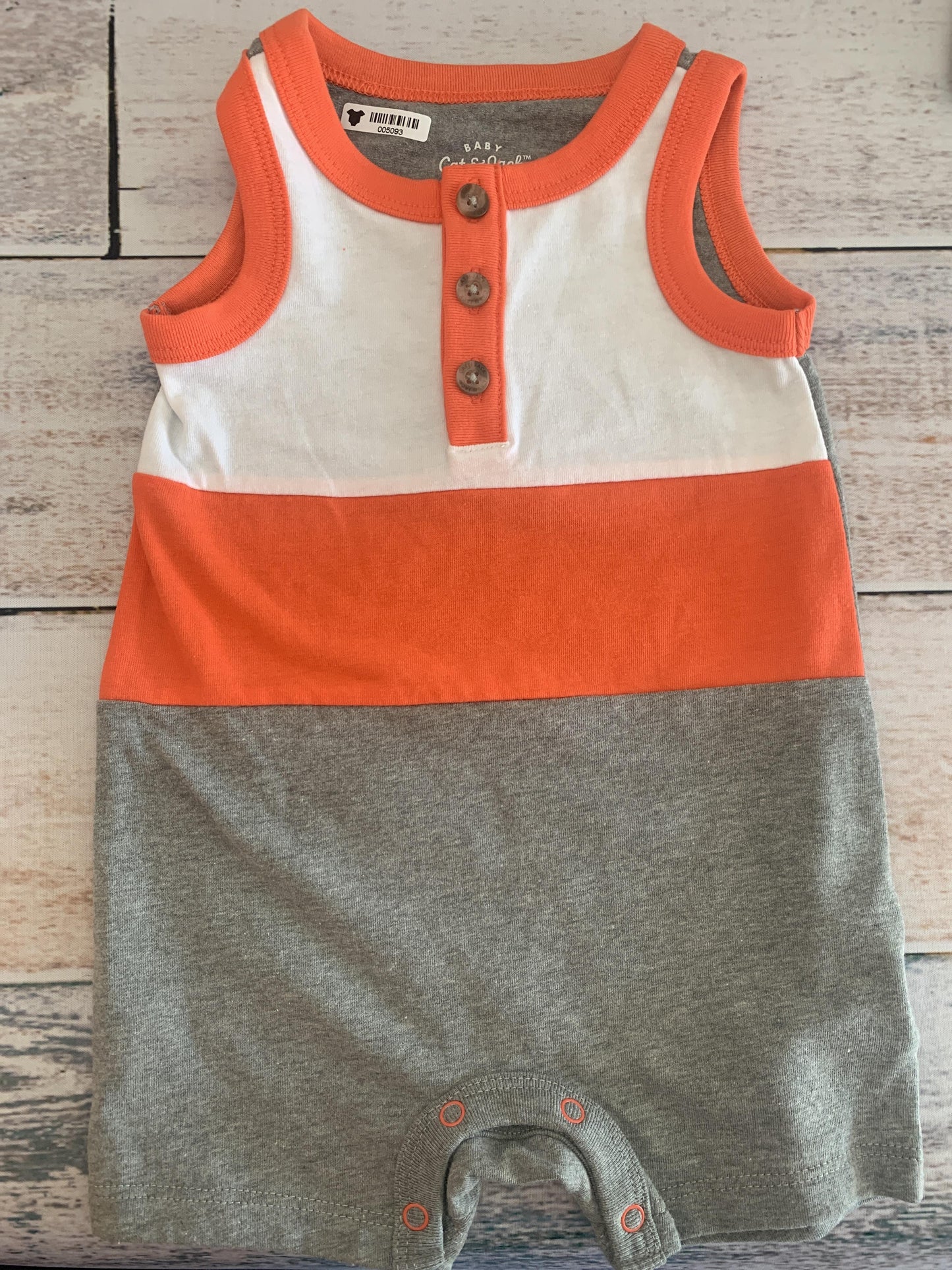 Cat & Jack Boys orange | Grey | White Romper Size: 3-6 months orange | Grey | White