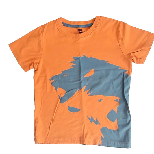 Tea Collection Boys Orange Lion T-Shirt Size: 7 Years Orange Lion