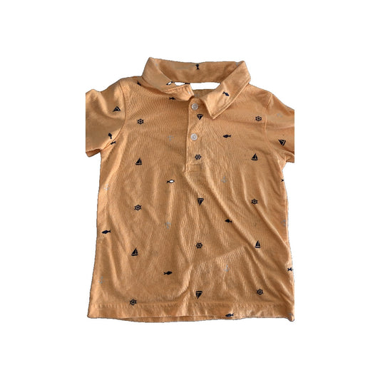 Carters Boys orange | Navy Blue | Pattern Shirt Size: 2T orange | Navy Blue | Pattern