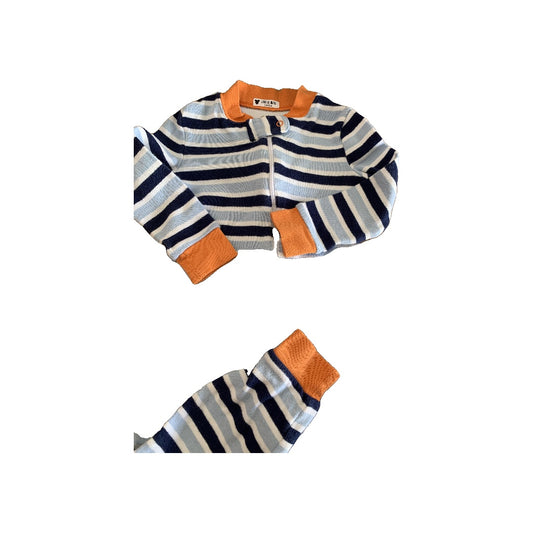 Boys orange | Navy Blue | White | Stripe Onesie Size: 18 months orange | Navy Blue | White | Stripe